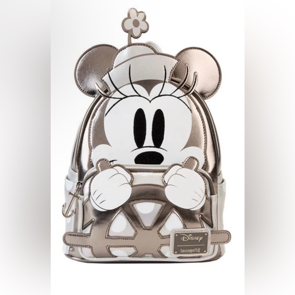Loungefly Metallic Minnie Mouse Mini Backpack - silver
